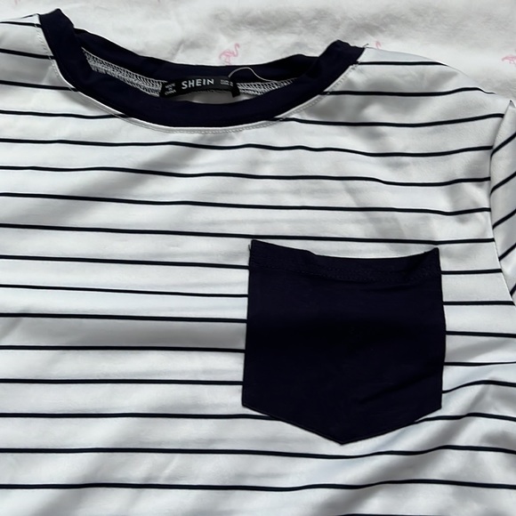Blue and white stripped short sleeve shirt - Picture 2 of 4